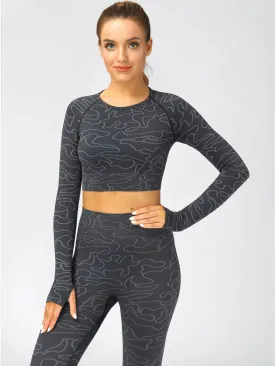 Seamless Long Sleeves Training Crop Top / Women's Clothes for Sports - SF0070