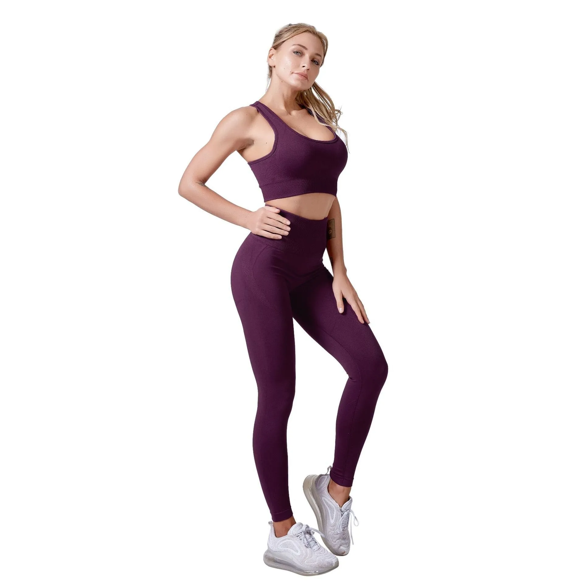 Sports Sets Womens 2 Piece Yoga Fitness Bra Leggings Tracksuit Suits Running Gym Set Active Wear Workout Clothes For Women