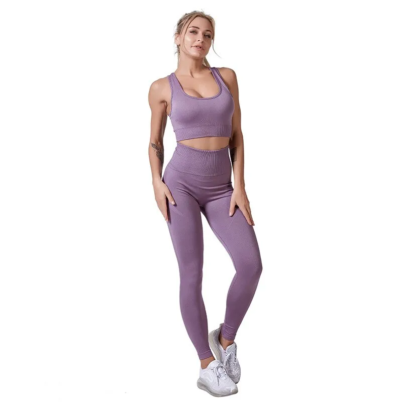 Sports Sets Womens 2 Piece Yoga Fitness Bra Leggings Tracksuit Suits Running Gym Set Active Wear Workout Clothes For Women