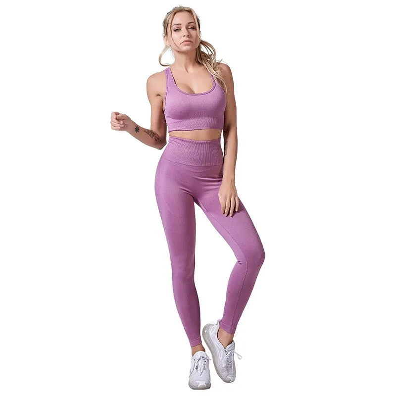 Sports Sets Womens 2 Piece Yoga Fitness Bra Leggings Tracksuit Suits Running Gym Set Active Wear Workout Clothes For Women