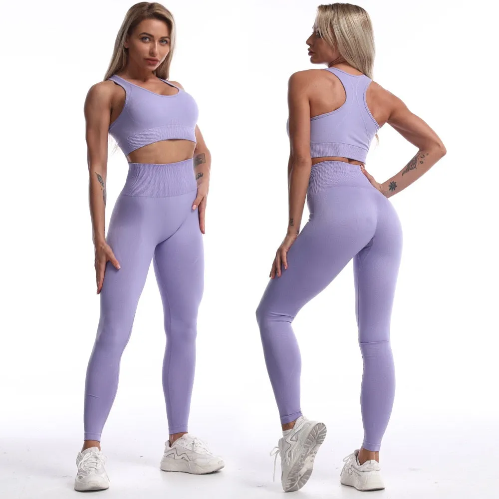 Sports Sets Womens 2 Piece Yoga Fitness Bra Leggings Tracksuit Suits Running Gym Set Active Wear Workout Clothes For Women