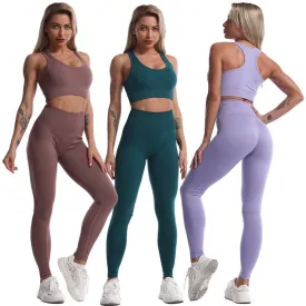 Sports Sets Womens 2 Piece Yoga Fitness Bra Leggings Tracksuit Suits Running Gym Set Active Wear Workout Clothes For Women