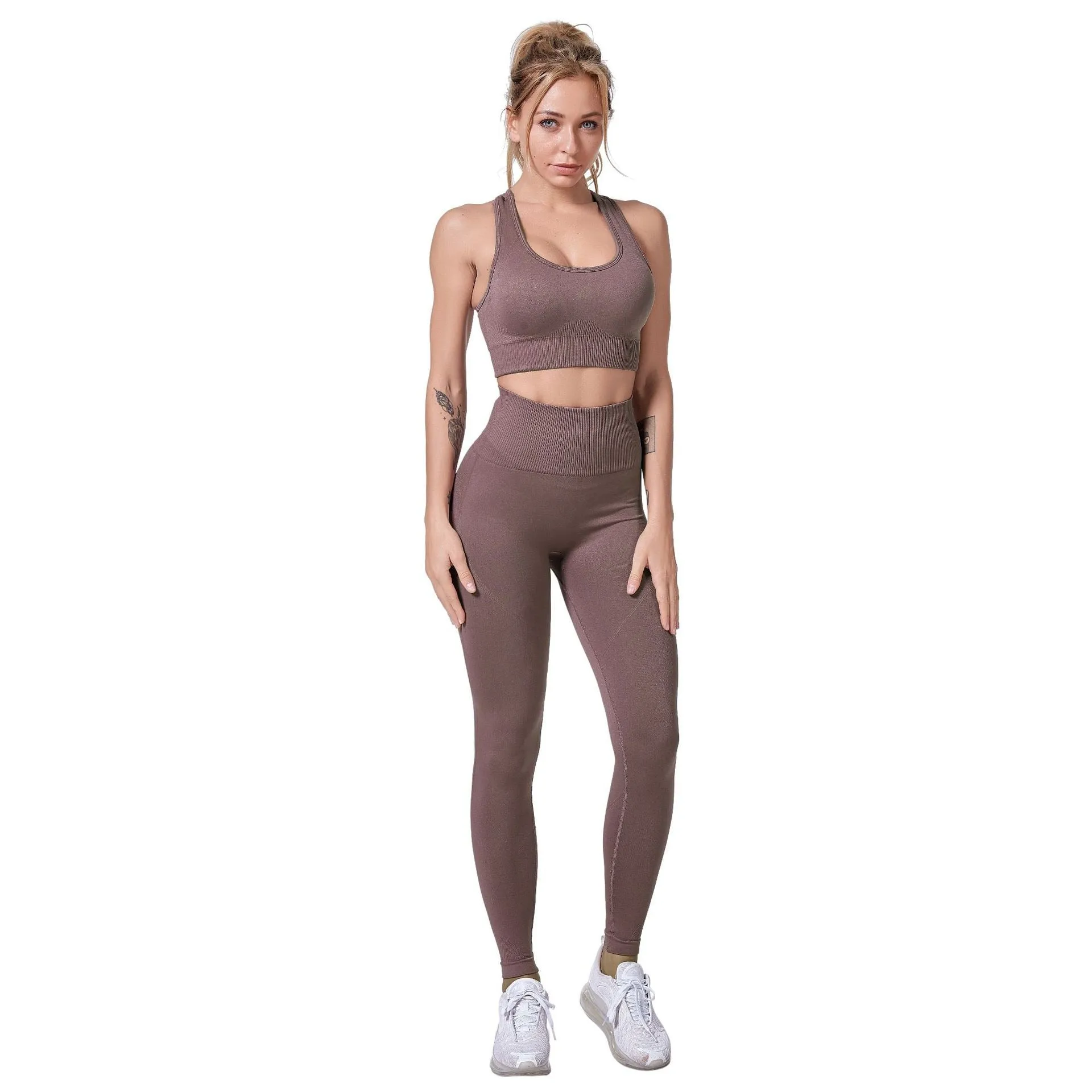 Sports Sets Womens 2 Piece Yoga Fitness Bra Leggings Tracksuit Suits Running Gym Set Active Wear Workout Clothes For Women