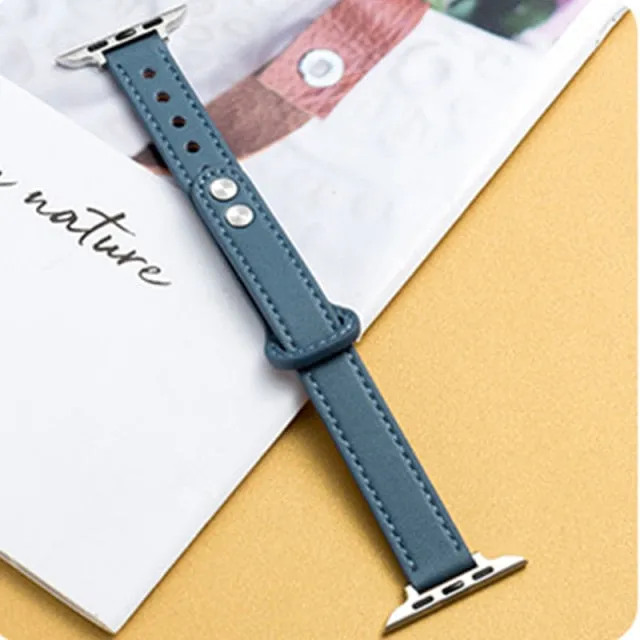 Strap For Apple Watch Band 7 6 5 4 Women Girl Fashion Slim Leather Bracelet iWatch 38mm 40mm 41mm 42mm 44mm 45mm Loop Wristband |Watchbands|