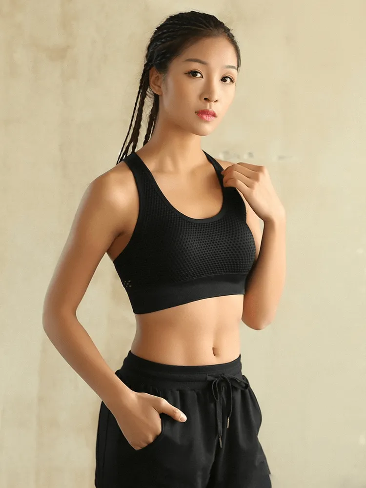 Stylish Elastic Breathable Open Back Push Up Sports Bra - SF0997