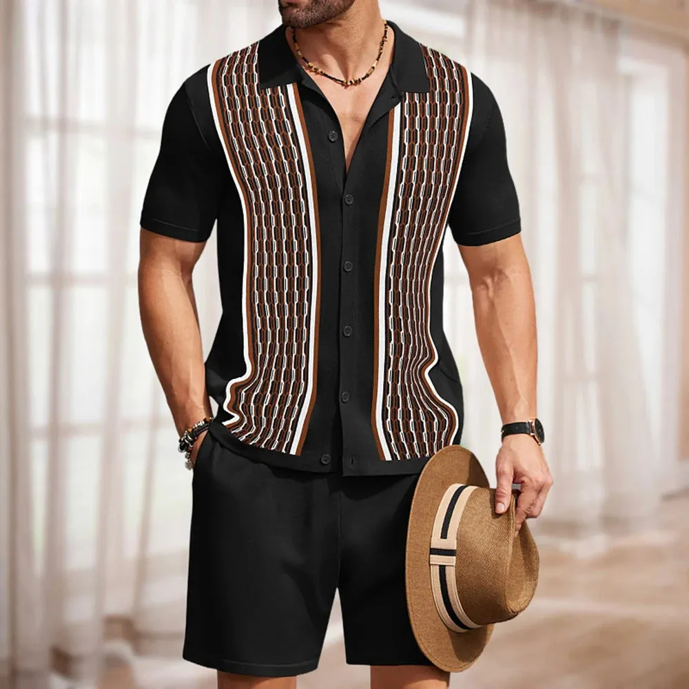 Wiaofellas  -  Polos Para Hombre Shorts Conjunto crochet Swearter Pant Sets Men's Summer Outfit Casual t shirt and Shorts for men sports suits