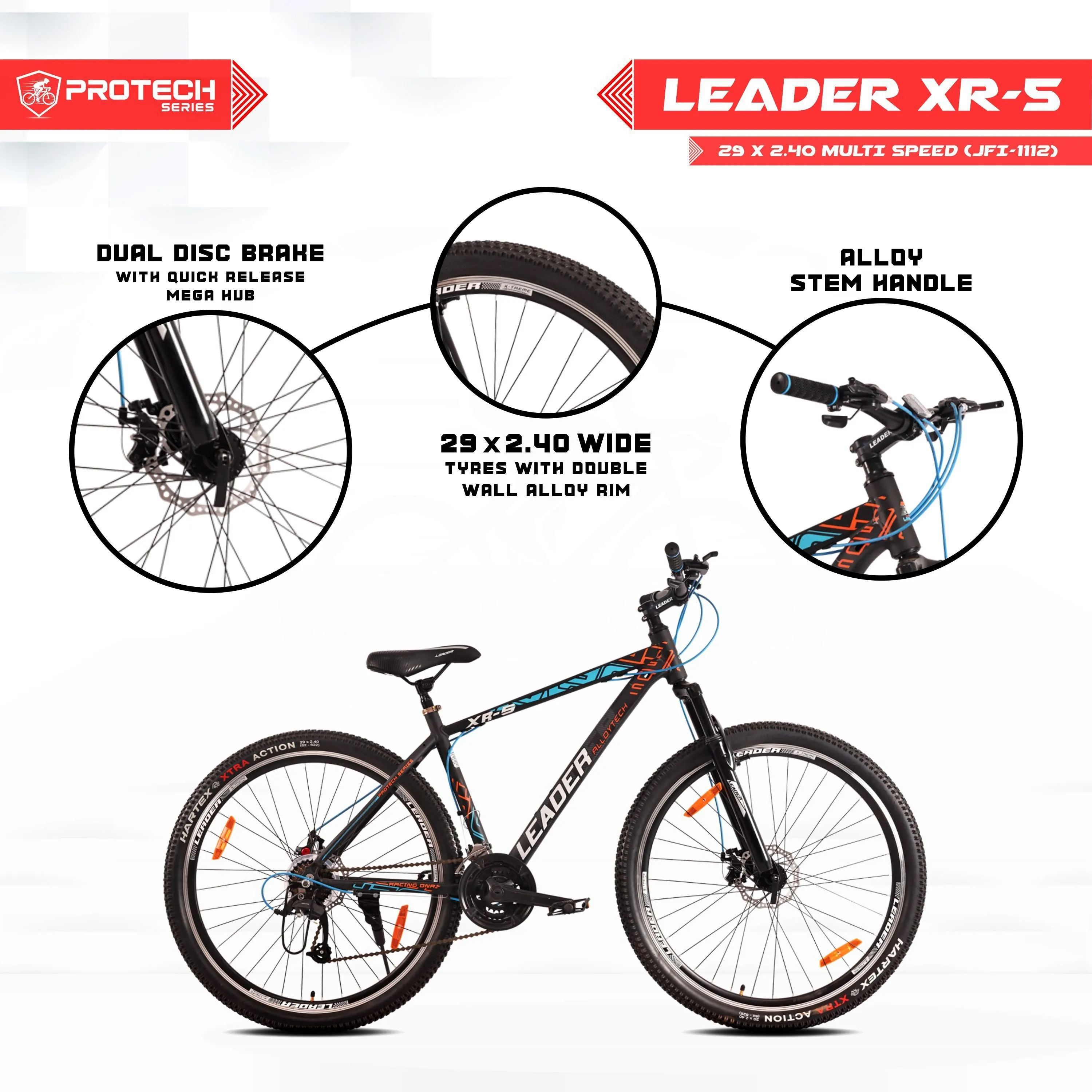 Xr-5 29t 21-speed Alloy Mtb Cycle With Dual Disc Brake And Front Suspension 29 T (21 Gear | Black)