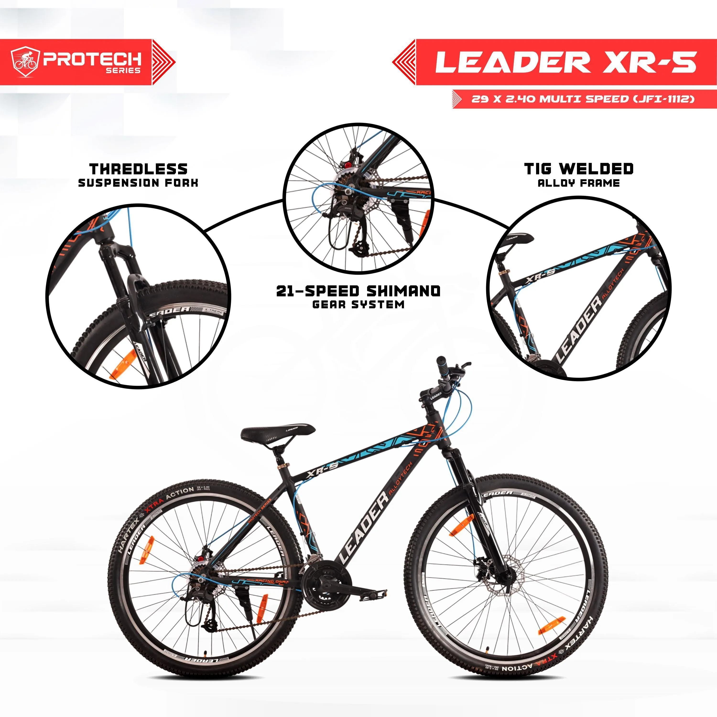 Xr-5 29t 21-speed Alloy Mtb Cycle With Dual Disc Brake And Front Suspension 29 T (21 Gear | Black)